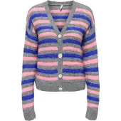 ONLY Cardigan 'ONLPoppy' bleu foncé / gris chiné / rose