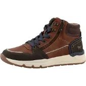 Mustang Bottines à lacets 'Mart' marine / cognac / brun foncé