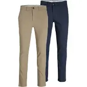 Jack & Jones Pantalon chino 'Macro Dave' beige / bleu foncé