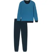 Schiesser Pyjama long 'Basic' bleu / bleu marine