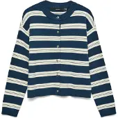 Vero Moda Cardigan 'VMGOLD' bleu denim / blanc