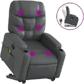 vidaXL Fauteuil de massage avec releveur Gris Similicuir