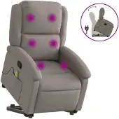 vidaXL Fauteuil inclinable de massage Taupe Tissu