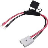 TRU COMPONENTS Hochstromstecker auf M6-Ringkabelschuh, mit Sicherungshalter TC-12195704 Schwar, Câble + prise électronique, Rouge, Noir