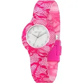 Hip Hop Montre à affichage analogique 'Lace' rose clair / blanc cassé