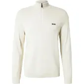 BOSS Pull en laine vierge mélangée à encolure zippée et logo