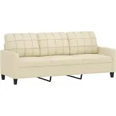 vidaXL Canapé à 3 places Crème 180 cm Similicuir