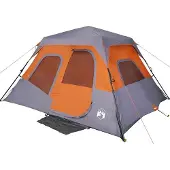 vidaXL Tente familiale 6 personnes Gris Orange Quick Release Étanche