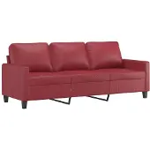 vidaXL Canapé 3 places vin rouge 180 cm similicuir