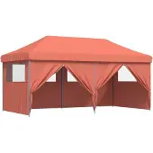 vidaXL Tente de réception pliante Pop-Up avec 4 panneaux latéraux rouge terracotta