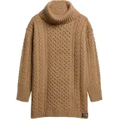 Superdry pour femme. W8011743A Robe en tricot tressé marron (S), Casuel, Acrylique, Manche longue