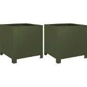 vidaXL Jardinières 2 pcs vert olive 40x40x40 cm acier