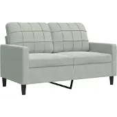 vidaXL Canapé 2 places gris clair 120 cm velours