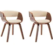 vidaXL Chaise de salle à manger 2 pcs. Crème bois courbé et similicuir