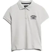 Superdry pour femme. W6011869A Polo slim 90s gris (L), Casuel, Coton, Manche courte