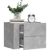 vidaXL Table de chevet murale gris béton 45x30x35 cm