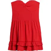 Superdry Femme Coton À Volants Bustier En Dentelle Esprit Années 50 Mini Robe, Rouge - Taille: 42