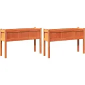 vidaXL Jardinières 2 pcs avec pieds cire marron bois de pin massif