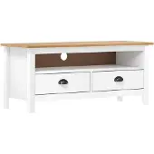 vidaXL Armoire TV Hill Blanc 110x40x47 cm Pin massif