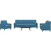 vidaXL Ensemble de canapés 3 pièces avec coussins et traversins Bleu velours