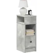 vidaXL Table de chevet avec tiroir gris béton 25x31x66 cm