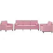 vidaXL Ensemble de canapés 3 pièces avec coussins Rose velours