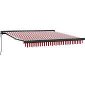 vidaXL Store à enrouleur rouge et blanc 300 x 250 cm en tissu et métal