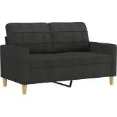 vidaXL Ensemble de canapés 3 pièces avec coussins Tissu noir