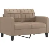 vidaXL Canapé 2 places avec coussins décoratifs cappuccino brun 120 cm similicuir