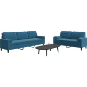 vidaXL Ensemble de canapés 2 pièces avec coussins et traversins Bleu velours
