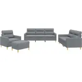 vidaXL Ensemble de canapés 4 pièces avec coussins Tissu gris clair