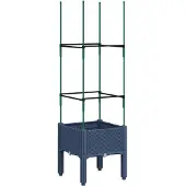 vidaXL Jardinière avec treillis bleu gris 40x40x142,5 cm PP