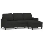 vidaXL Canapé à 3 places avec repose-pieds Noir 180 cm Tissu