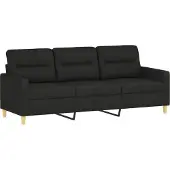 vidaXL Ensemble de canapés 2 pièces avec coussins Tissu noir