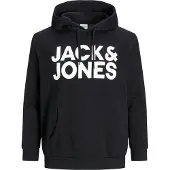 Jack & Jones Crop Logo Plus Size Hoodie Noir 7XL Homme