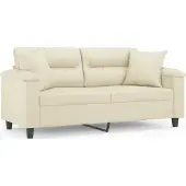 vidaXL Canapé 2 places avec oreillers crème 140 cm similicuir
