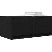 vidaXL Armoire TV noire imitation chêne 60x31x25,5 cm Matériau dérivé du bois