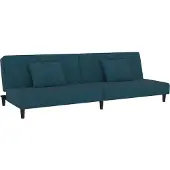 vidaXL Canapé-lit à 2 places avec deux oreillers bleu velours