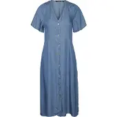 Vero Moda Liliana Calf Short Sleeve Long Dress Bleu M Femme
