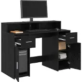 vidaXL Bureau avec espace de rangement, noir, imitation chêne, 120 x 55 x 91 cm