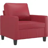 vidaXL Fauteuil avec pouf vin rouge 60 cm similicuir