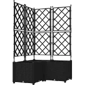 vidaXL Bac à fleurs avec Treillis 3 pcs Noir 80 x 80 x 143 cm PP