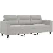vidaXL Canapé 3 places gris clair 180 cm tissu microfibre