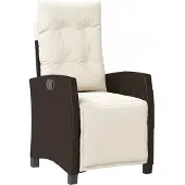 vidaXL Fauteuil de jardin avec repose-pieds Réglable Marron Poly Rattan
