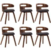 vidaXL Chaises de salle à manger 6 pcs. Gris foncé Bois courbé et tissu