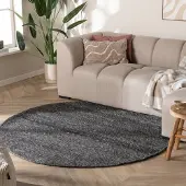 NATURL. Tapis en laine rond - Feline Anthracite/Chiné | Ø 230 cm | Rond | Tissage plat
