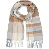Suitable Echarpe Softfeel A Carreaux Blanc cassé Gris Beige
