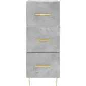 vidaXL Highboard gris béton 34,5x34x180 cm Bois composite