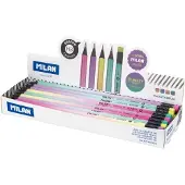 Milan Boîte D´affichage 24 Crayons à Graphite Hb Avec Gomme Série Sunset