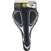 Dunlop Selle de vélo de montagne Selle de vélo MTB en cuir synthétique, y compris la tige de selle rembourrage en mousse 27 x 16,5 x 9,6 CM noir/blanc